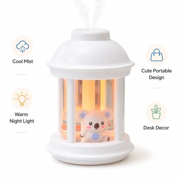 Portable Koala Cool Mist Humidifier with Warm Night Light